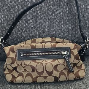 Coach Tan and Brown Signature Shoulder Bag